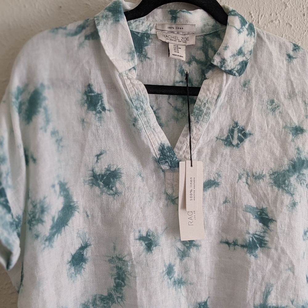 NWT Rachel Zoe Tie Dye Linen Top - Picture 2 of 8